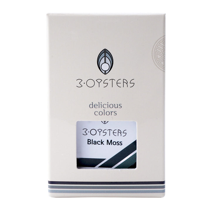 3 Oysters Delicious 38ml Ink Bottle Black Moss — colour swatch on paper