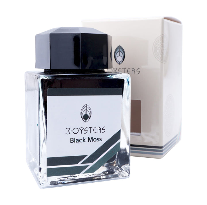 3 Oysters Delicious 38ml Ink Bottle Black Moss — bottle at angle