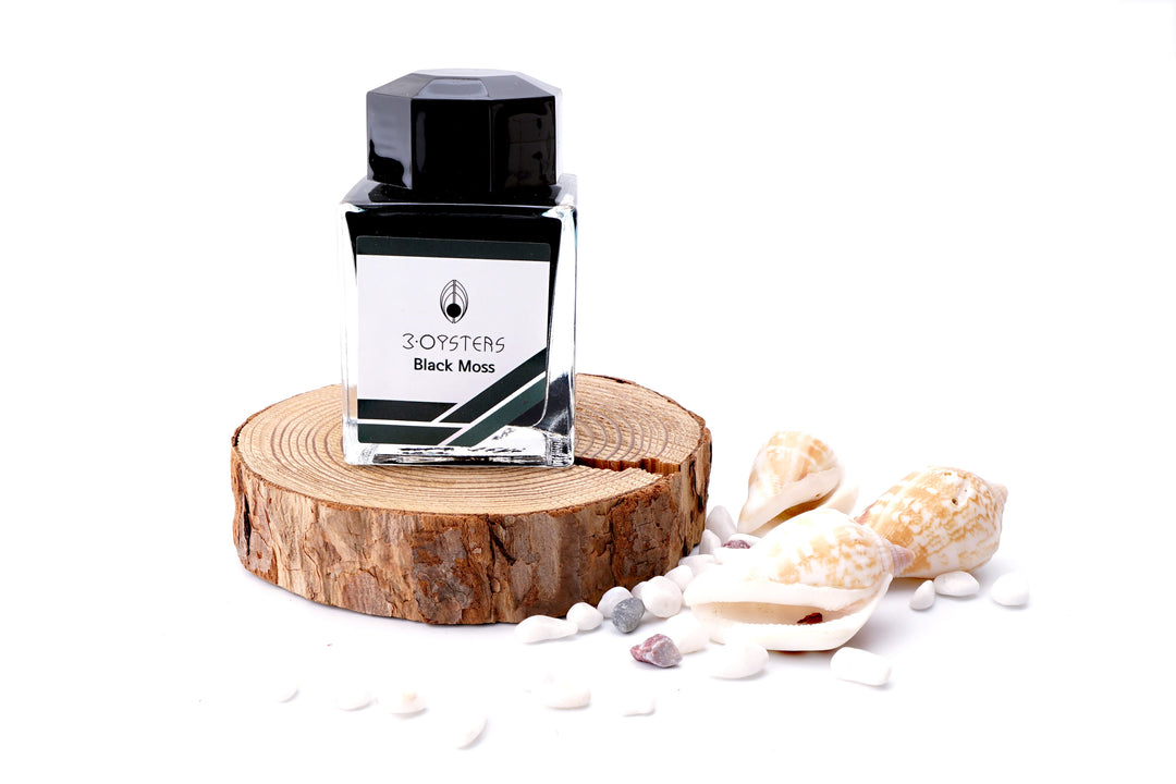 3 Oysters Delicious 38ml Ink Bottle Black Moss — bottle front