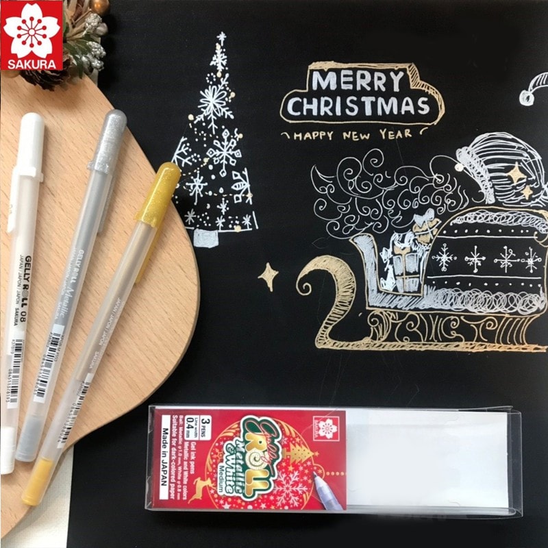Sakura Gelly Roll Metallic &amp; White 3 Pens Set, Sakura, Gel Pen, sakura-gelly-roll-metallic-white-3-pens-set, Gold, Multicolour, Sakura Pen, White, Cityluxe