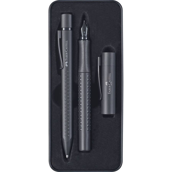 Faber-Castell Grip Edition Fountain Pen & Ballpoint Pen Set All Black [Pre-Order] — front view