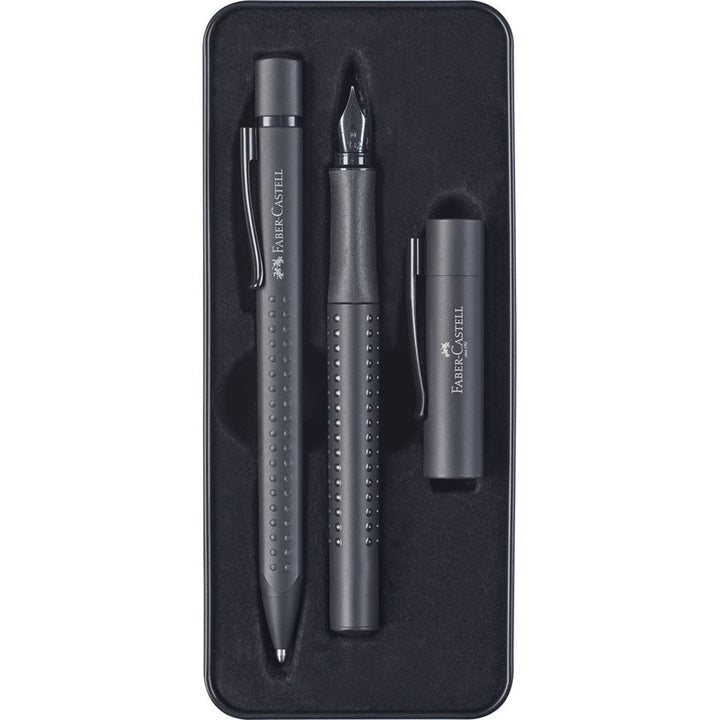Faber-Castell Grip Edition Fountain Pen &amp; Ballpoint Pen Set All Black, Faber-Castell, Gift Set, faber-castell-grip-edition-fountain-pen-ballpoint-pen-set-all-black, Gift Set, Cityluxe