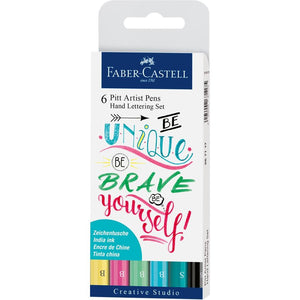 Faber-Castell Pitt Artist Pen Hand Lettering Set of 6 Pastel, Faber-Castell, Fineliner, faber-castell-pitt-artist-pen-hand-lettering-set-of-6-pastel, Hobby artists, Cityluxe