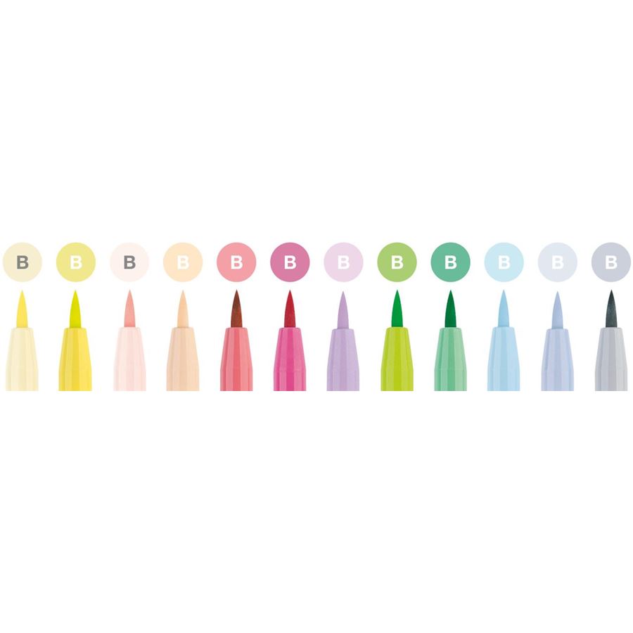 Faber-Castell PITT Artist Brush Pen Set of 12 (Pastel Tones) — detail view