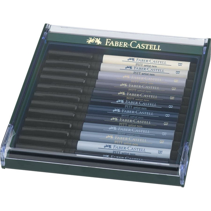 Faber-Castell PITT Artist Brush Pen Set of 12 (Grey Colour) — front view