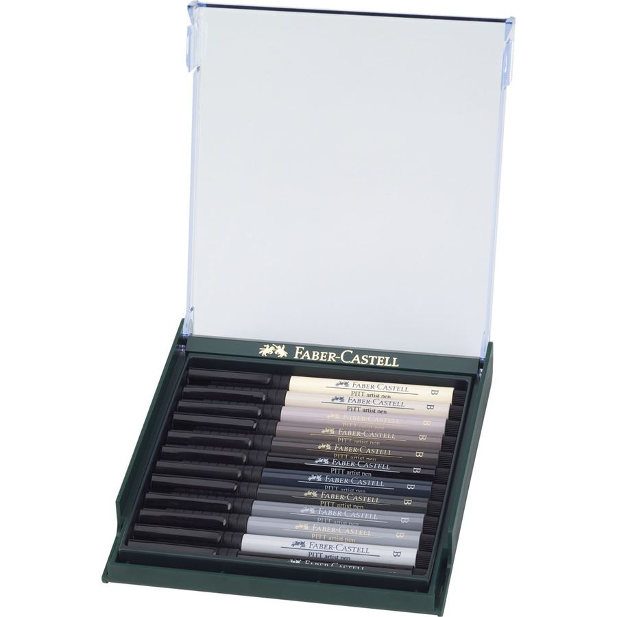 Faber-Castell PITT Artist Brush Pen Set of 12 (Grey Colour), Faber-Castell, Brush Pen, faber-castell-pitt-artist-brush-pen-set-of-12-grey-colour, , Cityluxe