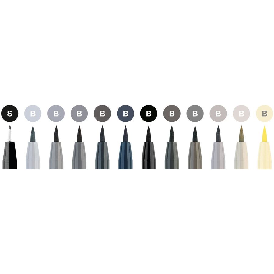 Faber-Castell PITT Artist Brush Pen Set of 12 (Grey Colour) — detail view