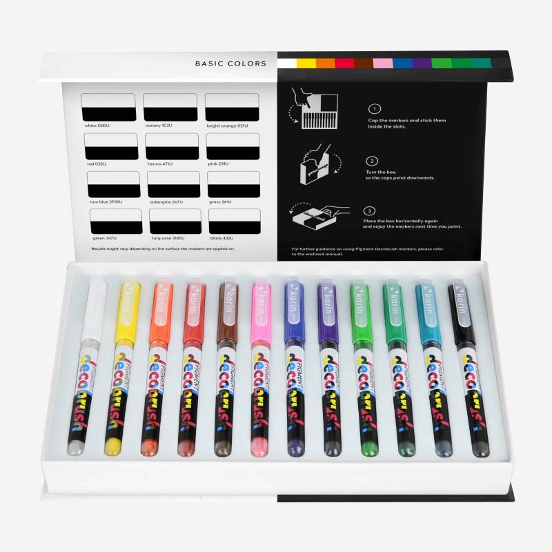 Karin PIGMENT Decobrush DESIGNER Set 36 pcs. (Basic, Passion, Violet-Blue) — with packaging