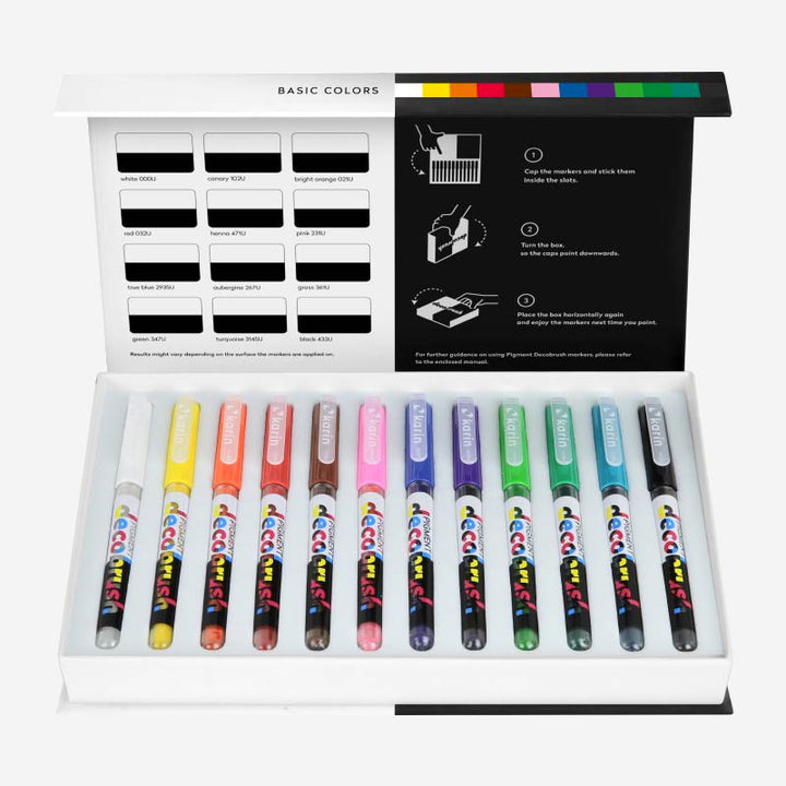 Karin PIGMENT Decobrush DESIGNER Set 36 pcs. (Basic, Passion, Violet-Blue) — with packaging