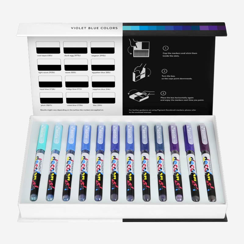 Karin PIGMENT Decobrush DESIGNER Set 36 pcs. (Basic, Passion, Violet-Blue) — detail view