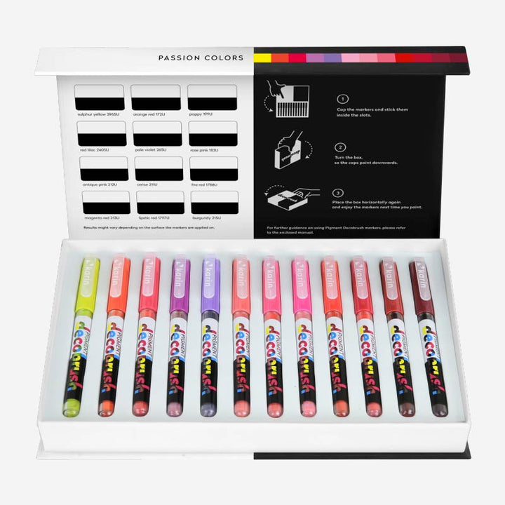 Karin PIGMENT Decobrush DESIGNER Set 36 pcs. (Basic, Passion, Violet-Blue) — side view