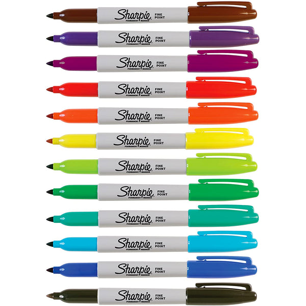 Load image into Gallery viewer, Sharpie Fine Point Permanent Markers Assorted Set of 12, Sharpie, Marker, sharpie-fine-point-permanent-markers-assorted-set-of-12, Multicolour, Cityluxe
