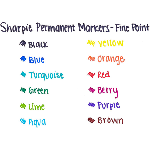 Load image into Gallery viewer, Sharpie Fine Point Permanent Markers Assorted Set of 12, Sharpie, Marker, sharpie-fine-point-permanent-markers-assorted-set-of-12, Multicolour, Cityluxe
