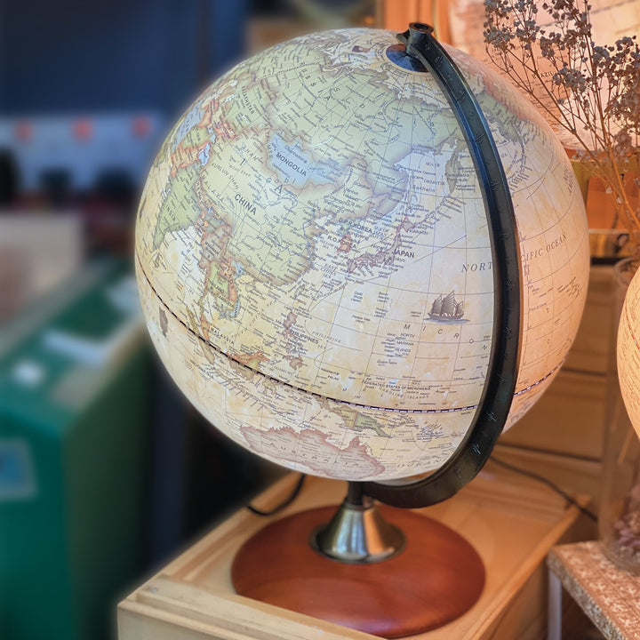 Luxo Painting Globe, Wooden Base, Led Light - 30cm, Luxo, Other, painting-globe-wooden-base-led-light-30cm, , Cityluxe