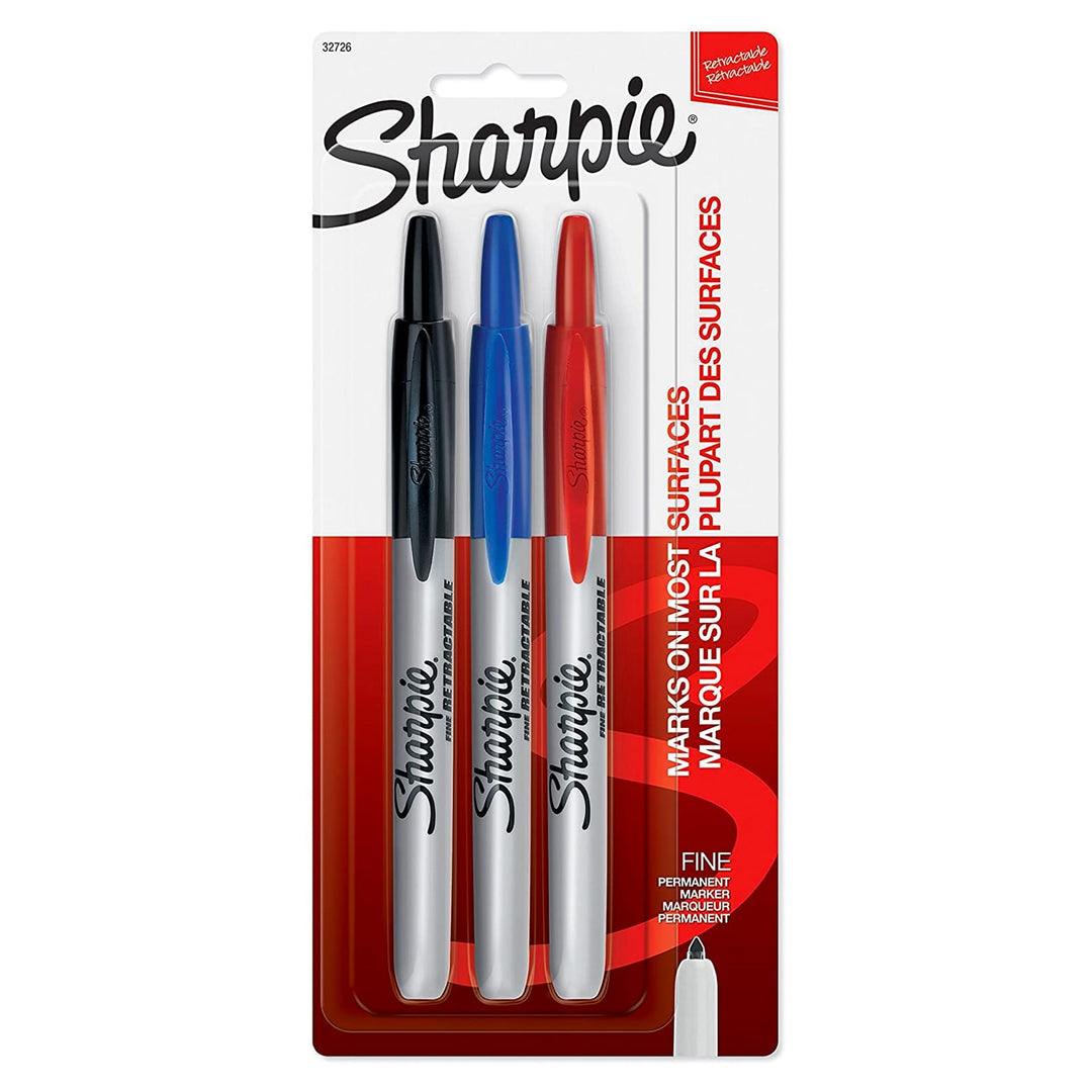 Sharpie Retractable Permanent Marker Set of 3, Sharpie, Marker, sharpie-retractable-permanent-marker-set-of-3, Multicolour, Cityluxe