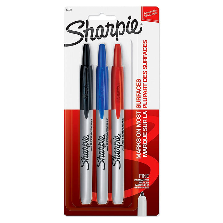 Sharpie Retractable Permanent Marker Set of 3, Sharpie, Marker, sharpie-retractable-permanent-marker-set-of-3, Multicolour, Cityluxe