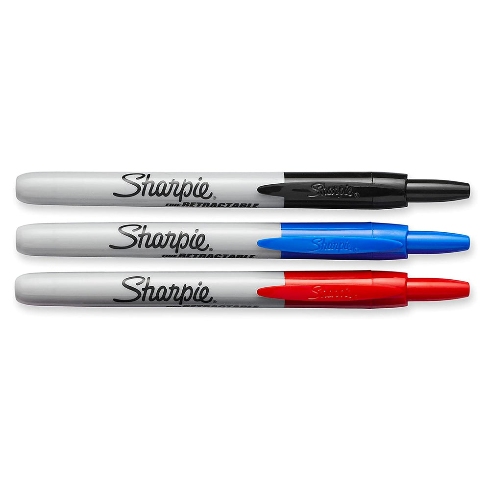 Sharpie Retractable Permanent Marker Set of 3, Sharpie, Marker, sharpie-retractable-permanent-marker-set-of-3, Multicolour, Cityluxe