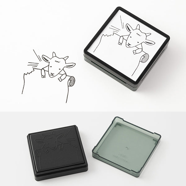 Midori Paintable Stamp Pre-inked Goat — detail view
