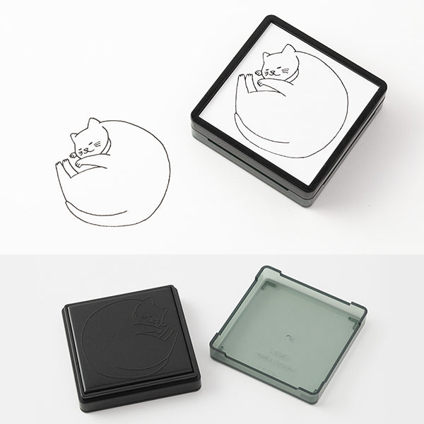 Midori Paintable Stamp Pre-inked Cat — detail view