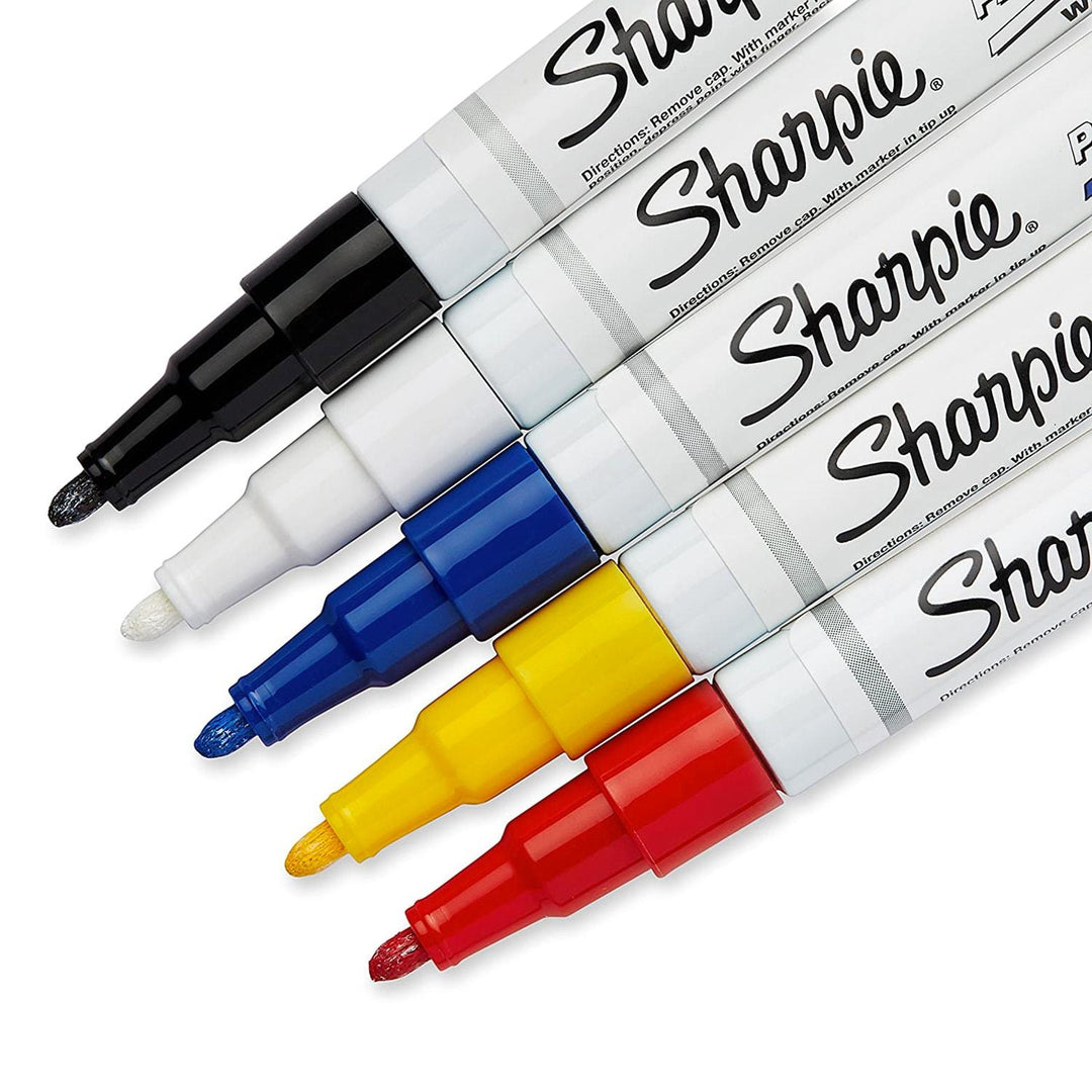 Sharpie Oil Base Paint Marker Coloured Set of 5, Sharpie, Marker, sharpie-oil-base-paint-marker-coloured-set-of-5, Black, Blue, Multicolour, Red, White, Yellow, Cityluxe