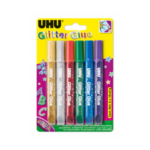 UHU Glitter Glue Set of 6 (10ml), UHU, Glue, uhu-glitter-glue-set-of-6-10ml, , Cityluxe