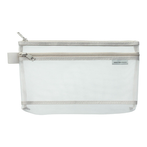 Midori Mesh Pen Pouch Gray — front view