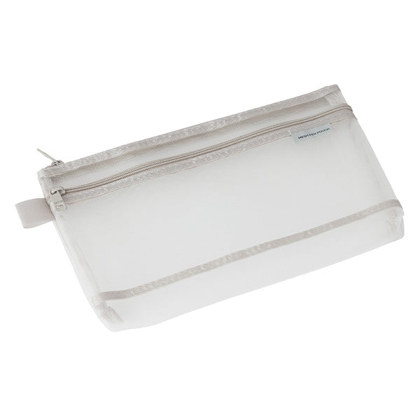 Midori Mesh Pen Pouch Gray — side view