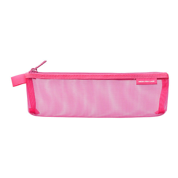 Midori CL Mesh Mini Pen Pouch Pink — front view