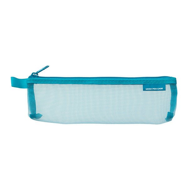 Midori CL Mesh Mini Pen Pouch Blue — front view