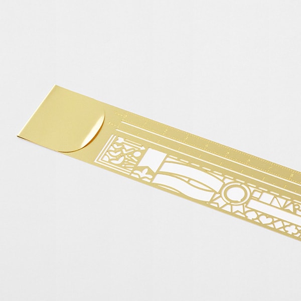 Midori Clip Brass Ruler Decorative Pattern — side view