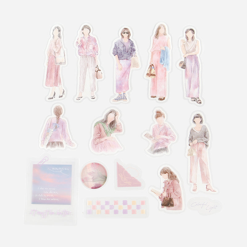 BGM Person Watercolor Pink Coordinating Sticker Seal — BGM decorative sticker — for journaling, planners and scrapbooking, at Cityluxe Singapore