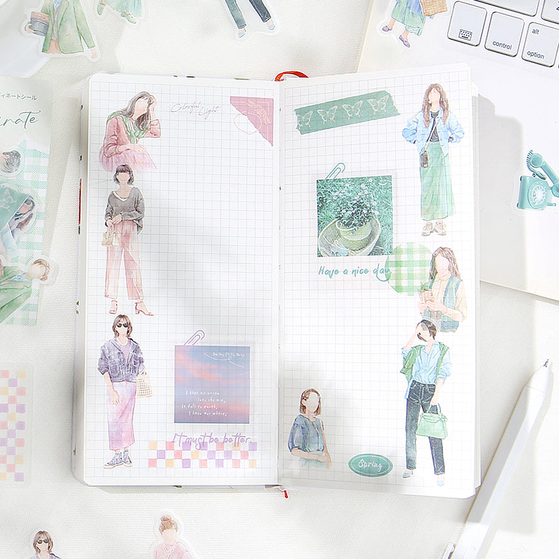 BGM Person Watercolor Pink Coordinating Sticker Seal — BGM decorative sticker — for journaling, planners and scrapbooking, at Cityluxe Singapore