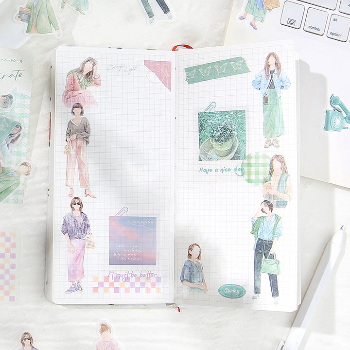 BGM Person Watercolor Pink Coordinating Sticker Seal — BGM decorative sticker — for journaling, planners and scrapbooking, at Cityluxe Singapore