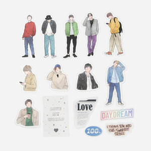 BGM Person Line Drawing Boy Coordinating Sticker Seal
