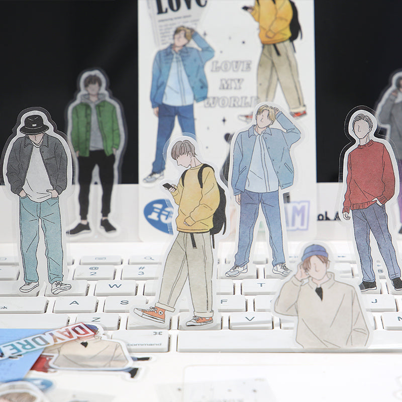 BGM Person Line Drawing Boy Coordinating Sticker Seal