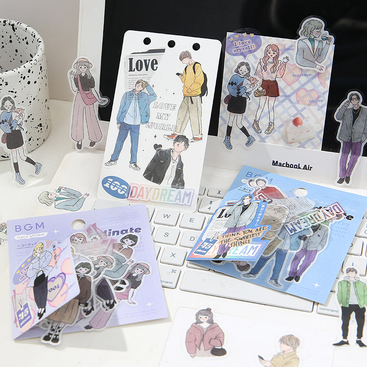 BGM Person Line Drawing Boy Coordinating Sticker Seal