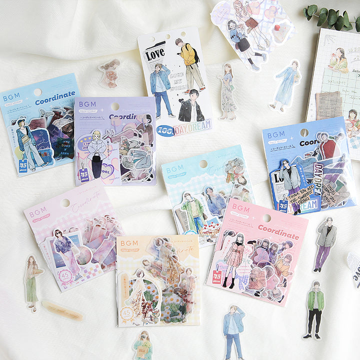 BGM Person Line Drawing Boy Coordinating Sticker Seal