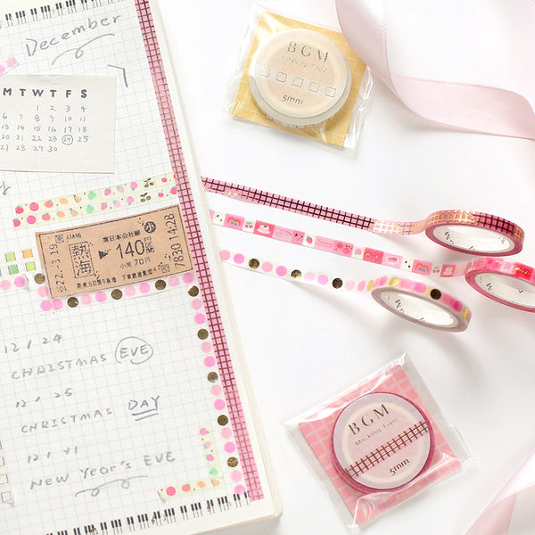 Load image into Gallery viewer, BGM Pink Check Washi Tape, BGM, Washi Tape, bgm-pink-check-washi-tape, , Cityluxe
