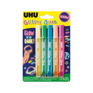 UHU Glitter Glue Glow in the Dark Set of 5 (10ml), UHU, Glue, uhu-glitter-glue-glow-in-the-dark-set-of-5-10ml, , Cityluxe