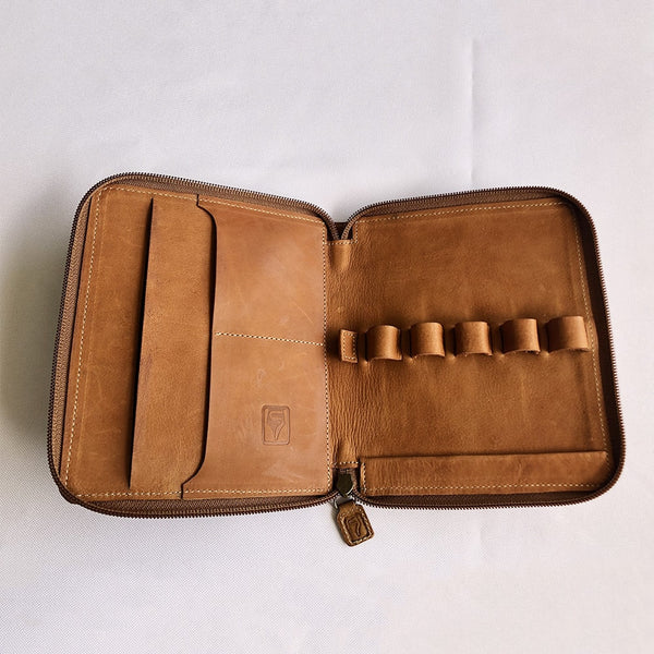 Load image into Gallery viewer, Shibui 5 Slot Pen Case Saddle Brown, Shibui, Pen Case, shibui-5-slot-pen-case-saddle-brown, Accessory, Brown, Cityluxe
