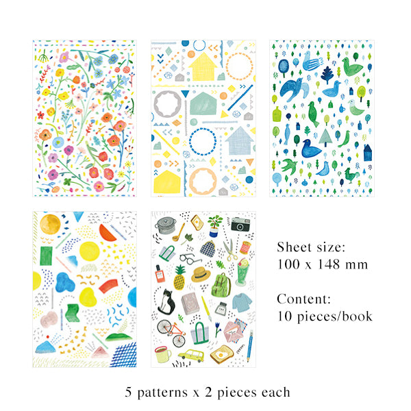 Hitotoki Masking Tape Book PostCard Size Variety — applied on surface