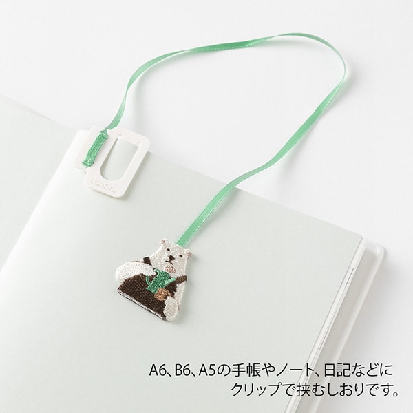 Midori Embroidery Bookmarker Polar Bear, Midori, Accessory for Schedule Planner, midori-embroidery-bookmarker-polar-bear, , Cityluxe
