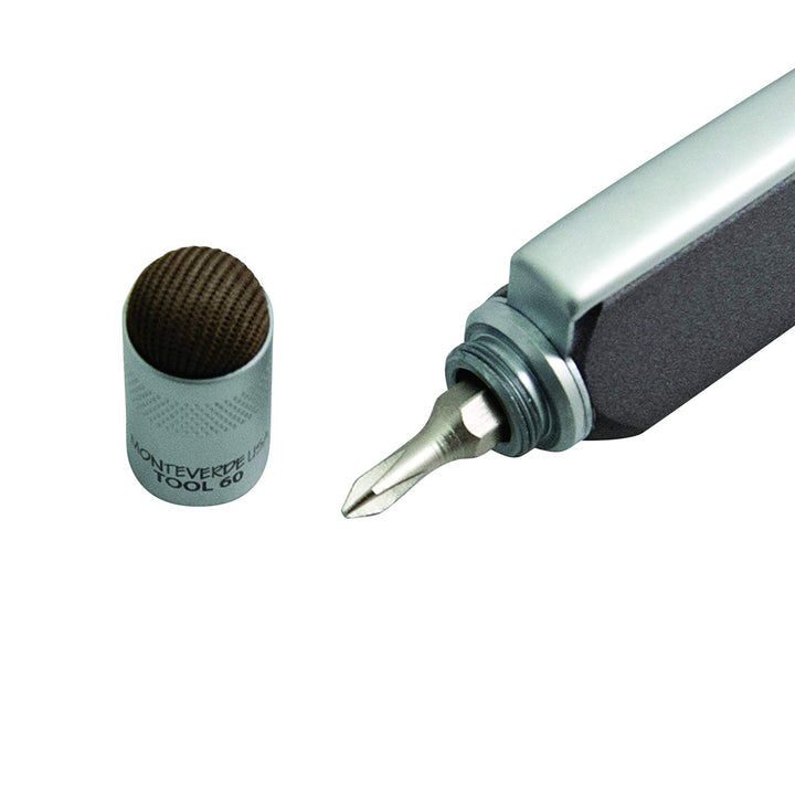 Monteverde Tool 60 Ballpoint Platinum Grey — writing at an angle