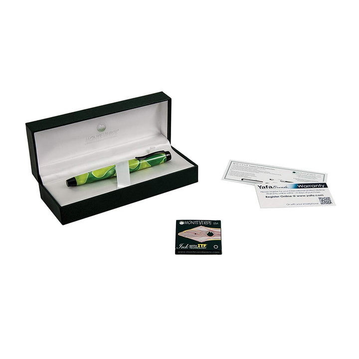 Monteverde Intima Fountain Pen Neon Green Medium — flat lay