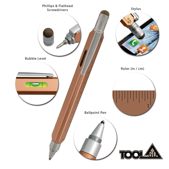 Monteverde Tool 60 Ballpoint Autumn Copper — uncapped with cap posted