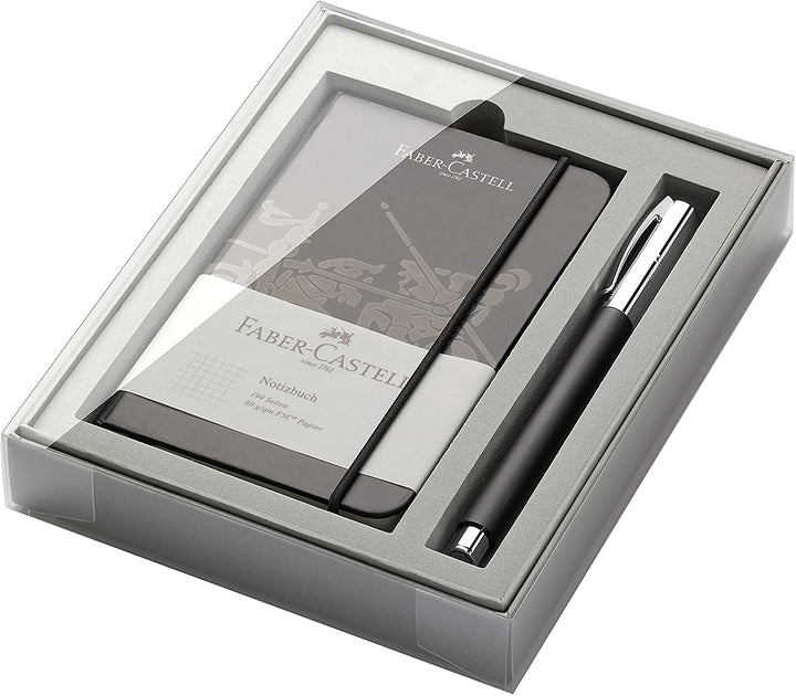 Faber-Castell Ambition Resin Rollerball Pen Black Promo Set With Notebook — capped