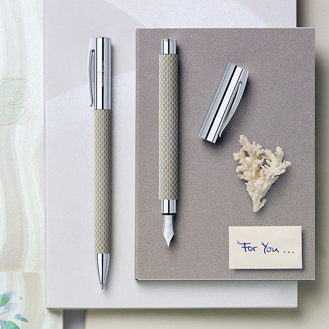 Faber-Castell Ambition Fountain Pen Opart White Sand — writing at an angle
