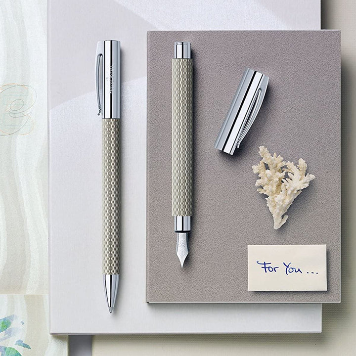 Faber-Castell Ambition Fountain Pen Opart White Sand — writing at an angle
