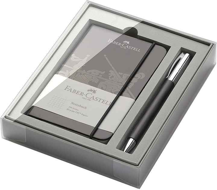 Faber-Castell Ambition Resin Ballpoint Pen Black Promo Set With Notebook — capped