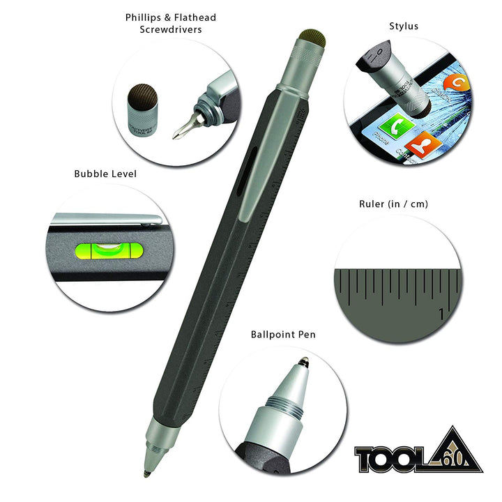 Monteverde Tool 60 Ballpoint Platinum Grey — with packaging
